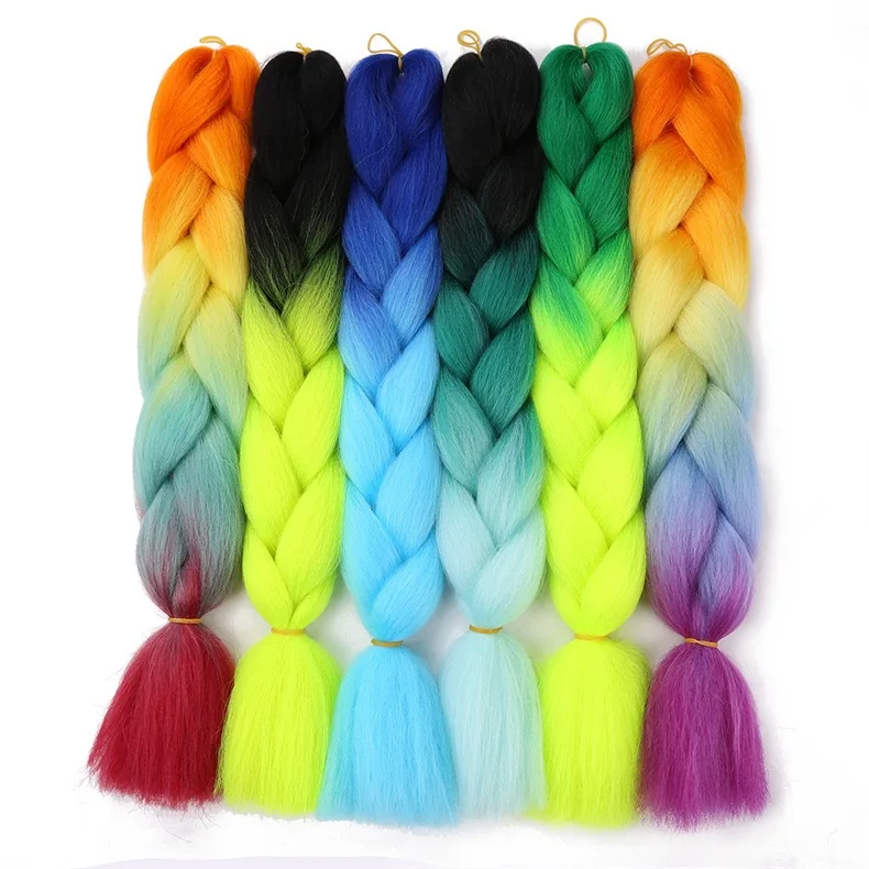 

Wholesale crochet prestretched expression ombre hair braids xpression jumbo hair braid synthetic braiding hair, Plain color and ombre color