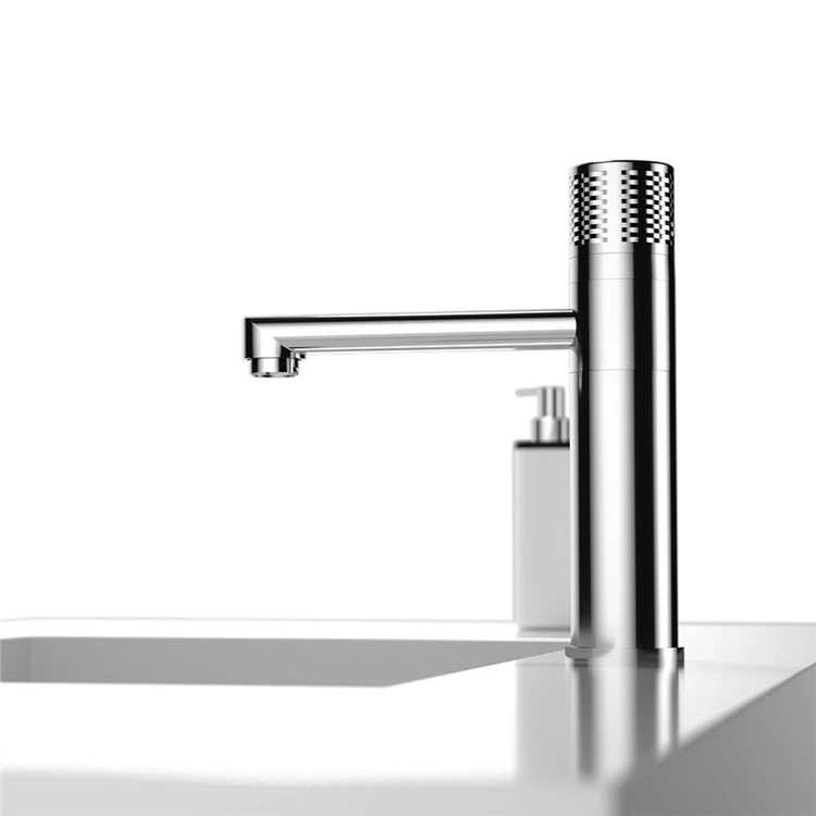 Bathroom Basin Faucet Brass Chrome Hot Cold Water Tap Button Control Basin Faucet