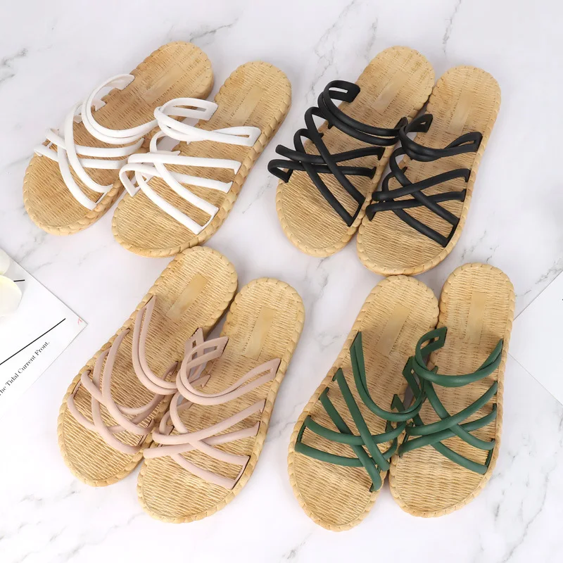 

Wholesale Women Summer Popular Beach Walk Outdoor Slides Slippers Luxury Footwear Ladies Scandals Shoes, 12 colors