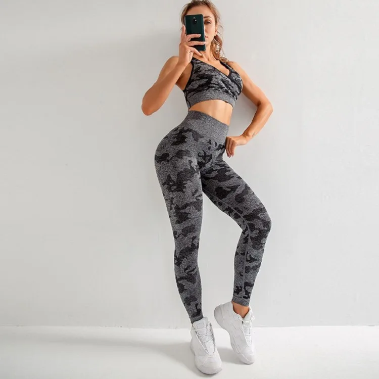 

camo Yoga Set Women Seamless Fitness Yoga Bra Sport Bra Camouflage High Waist GYM Leggings Pants Fitness Suit Workout leggins, Customied