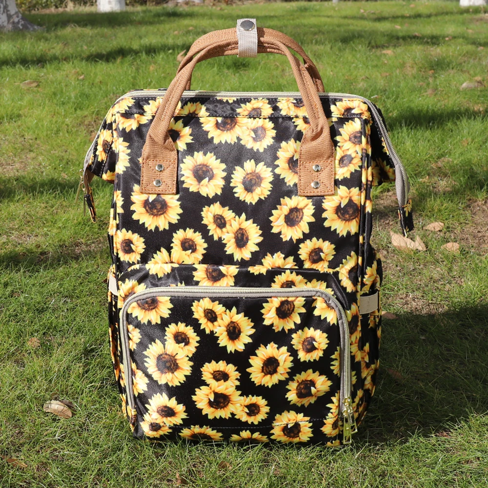 

Free Shipping Sunflower Diaper Bag with Changing Mat Multi-Function Large Capacity Waterproof Nappy Bag for Mom and Dad, Serape&leopard,leopard/cheetah,rainbow,sunflower,etc.