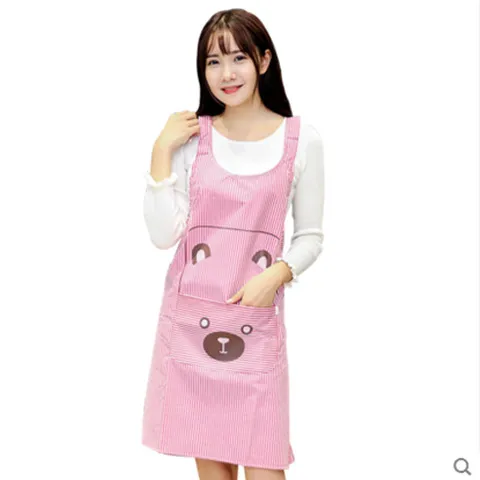 

Beauty Peach Skin Fabric Waterproof Chef Cooking Aprons for Cafe Restaurants Kitchen Apron