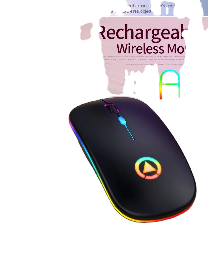 

Wireless Mouse Silent Mute Rechargeable LED Colorful Lights A2 Computer gaming Mouse, Black / white/rose gold/grey
