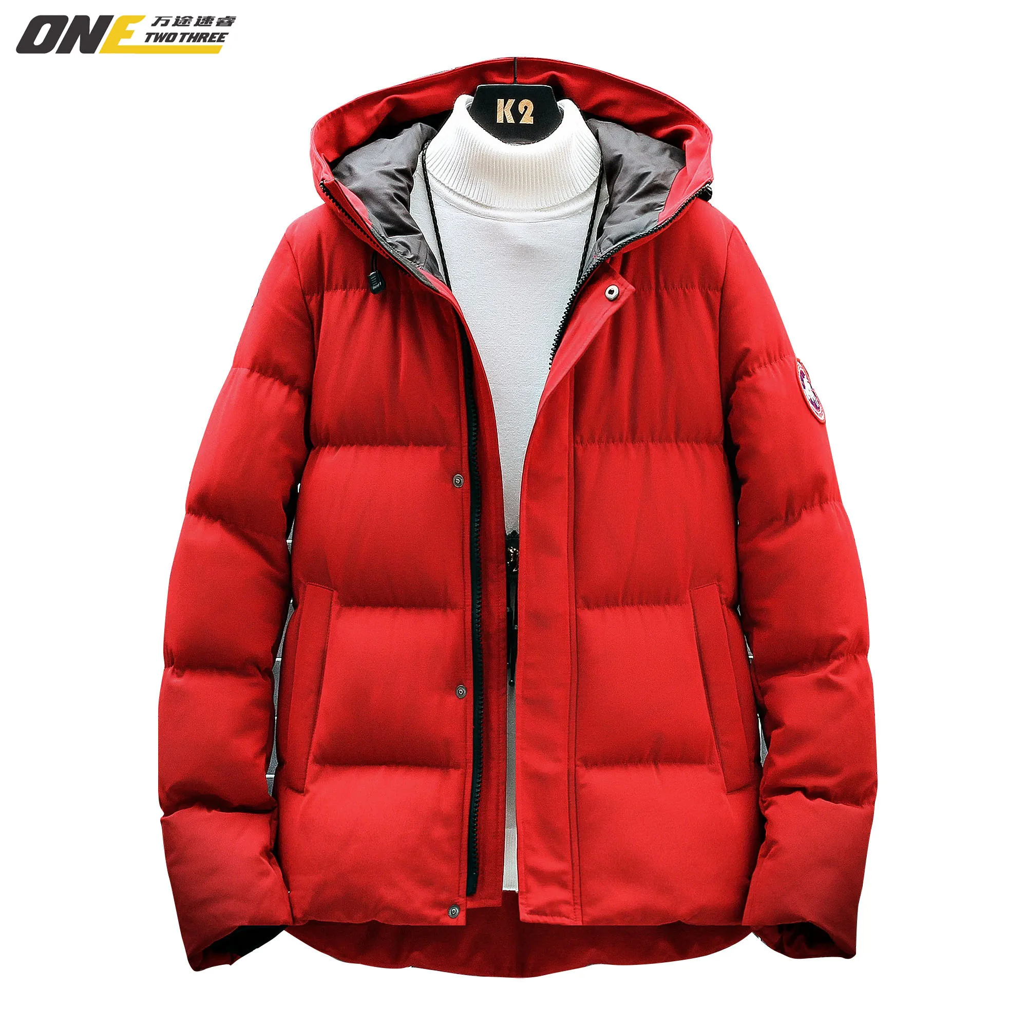 

Men's overalls cotton-padded jacket winter red short cotton-padded jacket European and American casual jacket