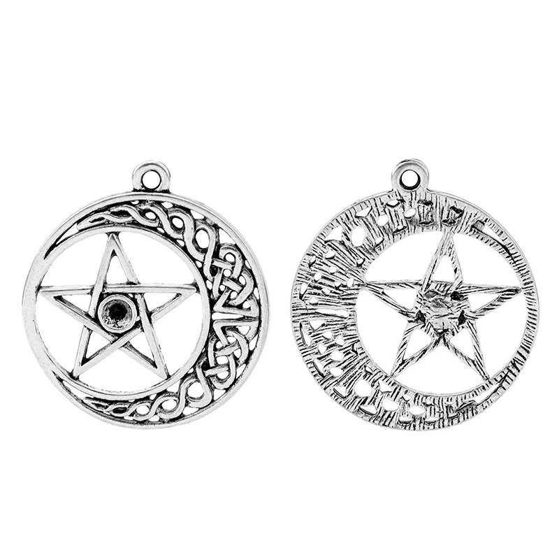 

Antique Silver Celtics Knot Pentagram Pentacle Charms Pendants for Necklace Jewelry Making Findings 30x30mm
