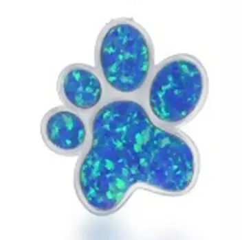 

Cute Jewelry 925 Sterling Silver Jewelry K-5 Blue Synthetic Opal Pendant Dog Animal Paw Print Pendant