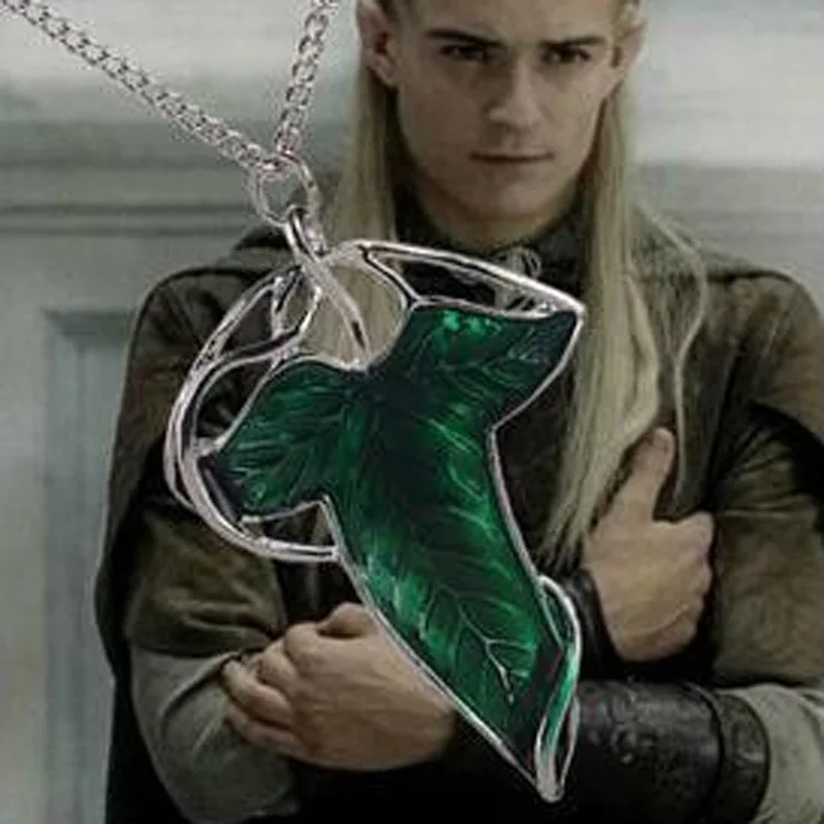 

Lord of the Rings Elf Leaf Pendant Necklace Sweater Chain FBA Service Jewelry Wholesale, As picture