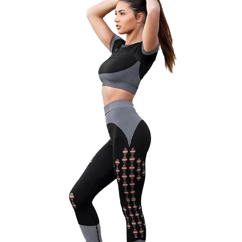 

BBMS2004 BLACK New Arrival Wholesale Solid One Piece Women Sports Yoga Clothing Sets Fitness