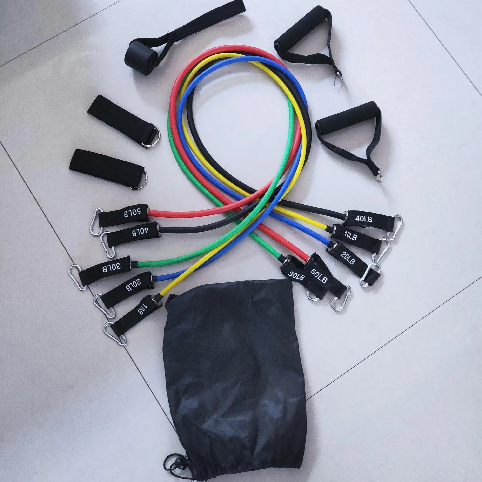 

11 pcs resistance band set yoga pilates exercise fitness resistance tube workout bands set
