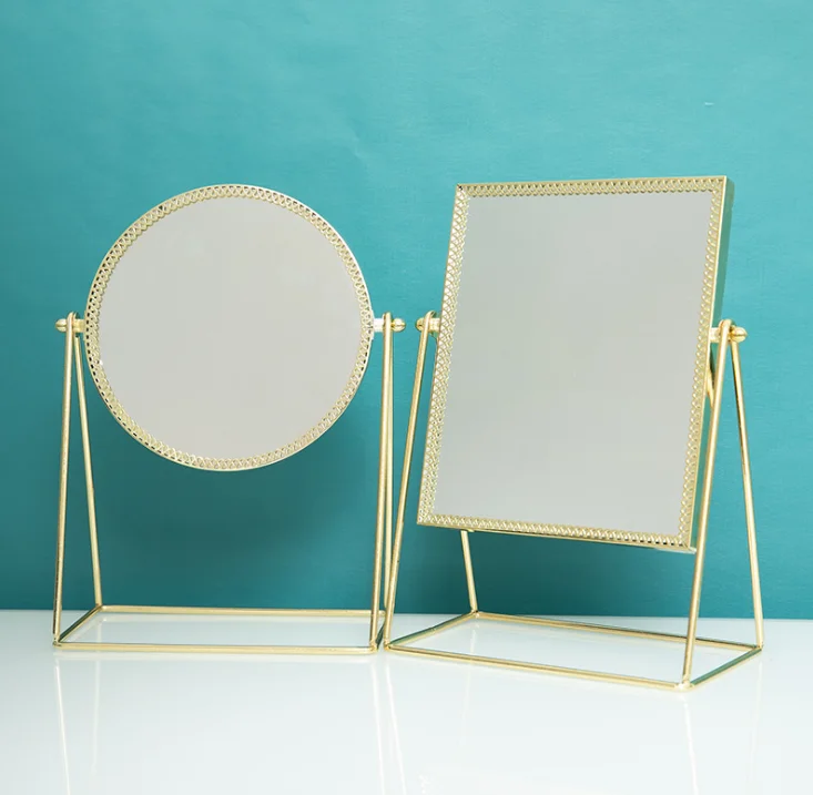 

Custom Decorative Standing Round Make Up Mirror Gold decorative stand mirror