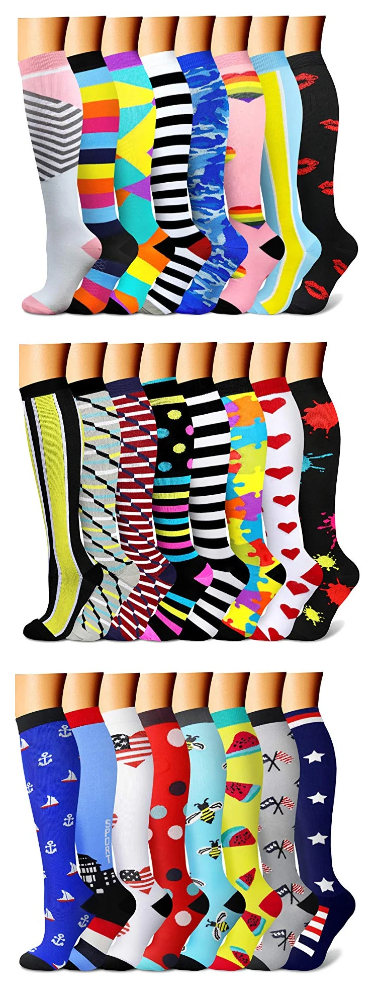 Enerup Outdoor Sports OEM Custom Logo Men Kaos Kaki Calcetines Deportes Custom Colorful Sports Athletic Compression Socks
