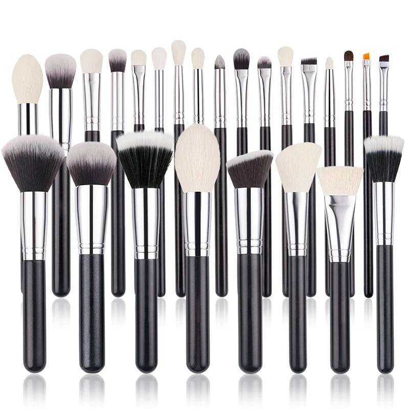 

BEILI wholesale high quality brochas para maquillaje professional makeup brush set 25pcs black wood handle make up products
