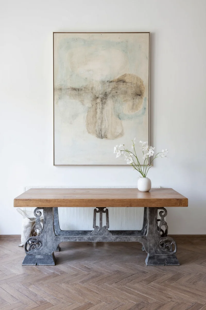 Playroom activity station with faux soapstone tabletop.