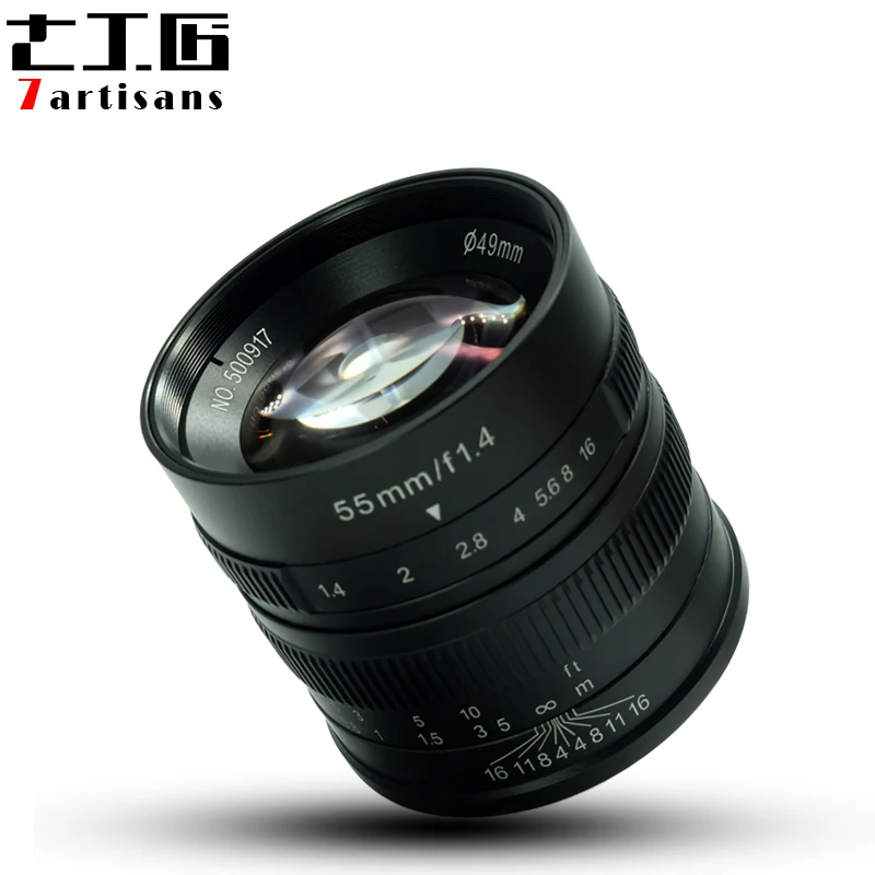 

7artisans 55mm F1.4 Large Aperture Portrait Manual Focus Micro Camera Lens Fit for EOS-M E FX M43 Mount DSLR Cameras