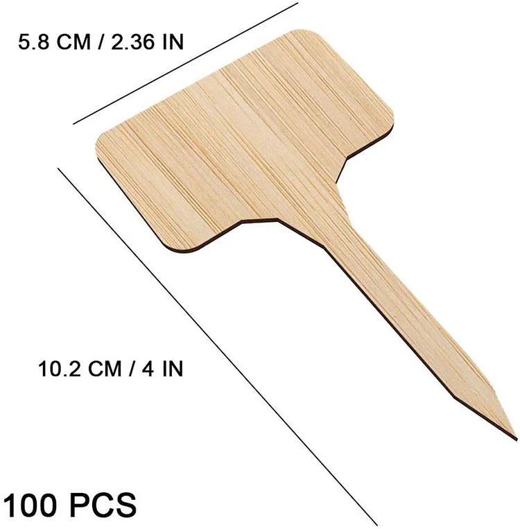 100pcs Bamboo Plant Labels Garden Markers Ttype Tags Wooden Plant Sign