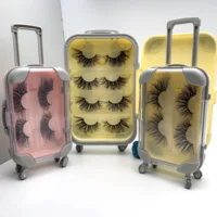 

2020 new hot Mini Luggage lash packing 25mm real mink eyelash false strip eyelashes with custom logo label