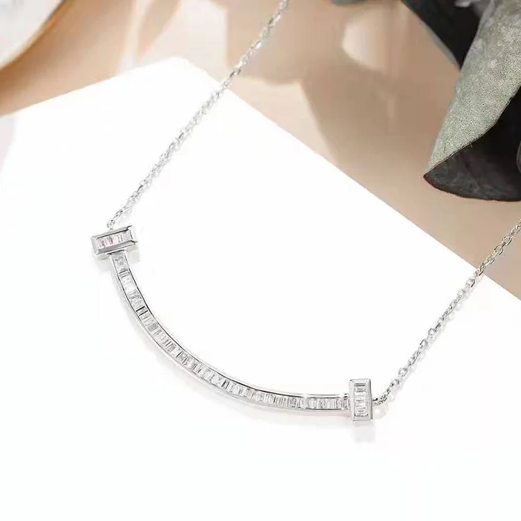 

Fashion Jewelry Manufacturer direct sale Minimalist daily KYNL083 CZ Necklaces Geometric Shape 3A Zircon Necklaces for women, Silver