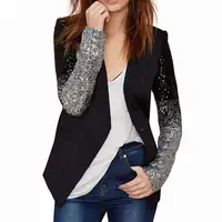

New arrival long sleeve women custom clothing sequin blazer