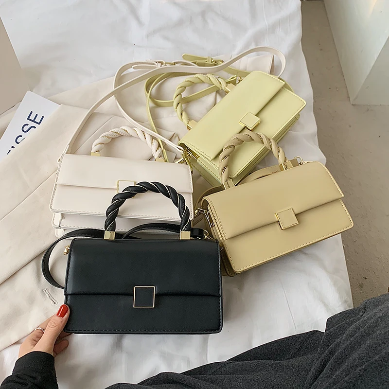 

Wholesale Rope Top Handle PU Leather Small Womens Handbags and Purses 2021