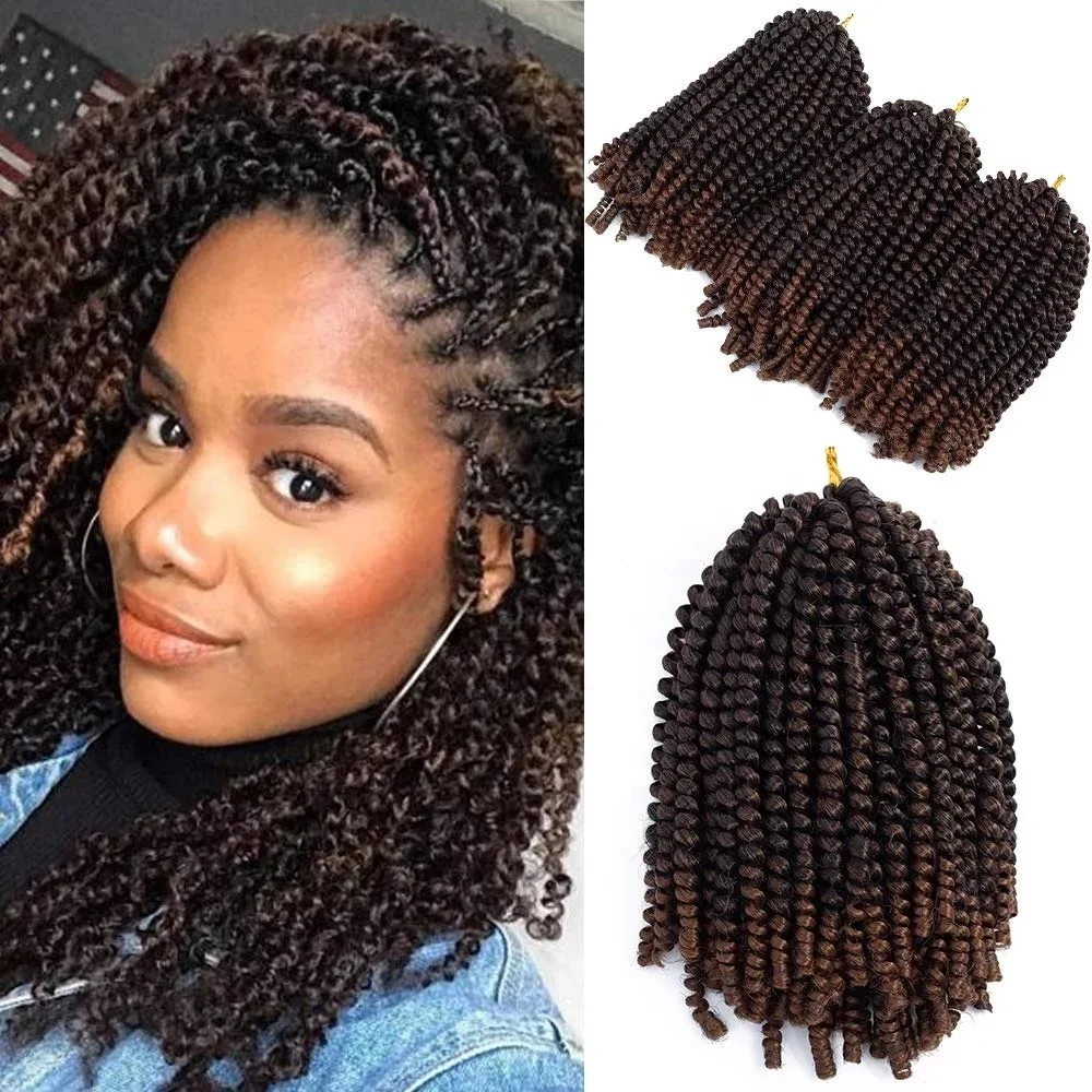 

Spring Twist Ombre Colors Crochet Braids Synthetic Braiding Hair Extensions 8" Nubian Twist Braid Spring Twist Hair, As shown in the picture, accept customized