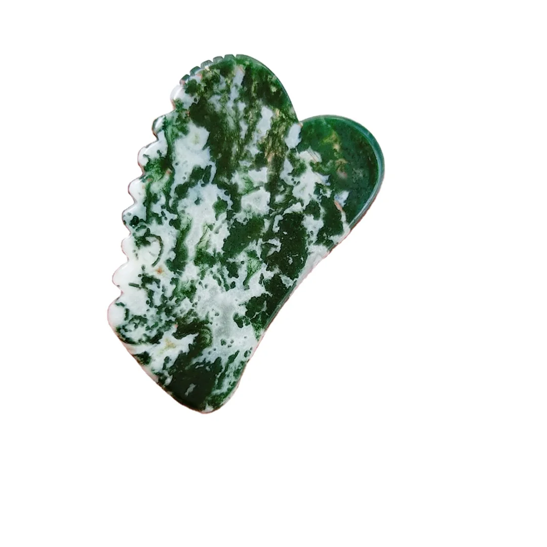 

Wholesale moss agate Gua Sha jagged square shape Massager Body Lifting Care Scraping Massage Tool green Gua Sha