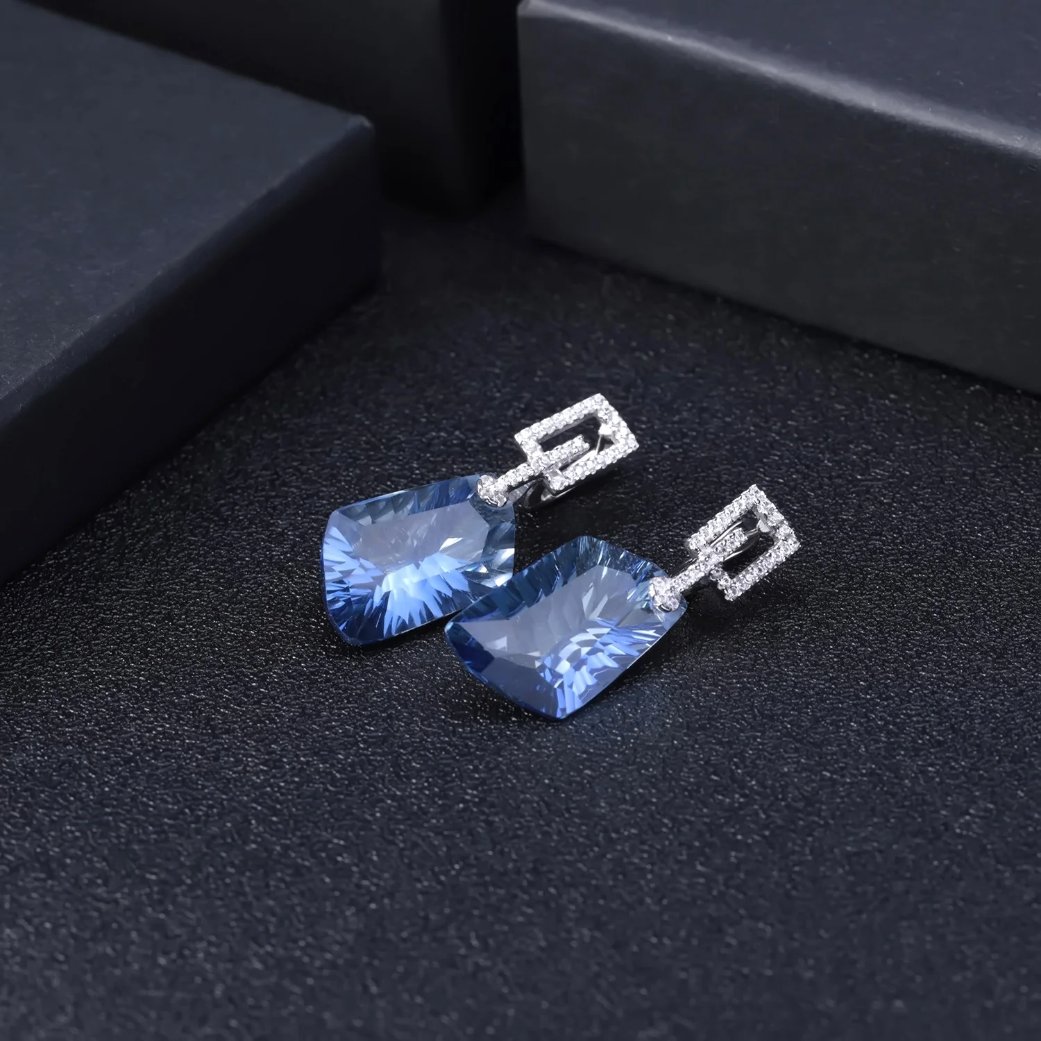 

Abiding Wholesale Natural Lolite Blue Mystic Quartz Gemstone 925 Sterling SilverJewelry Fashion Earring Drop Earrings For Women