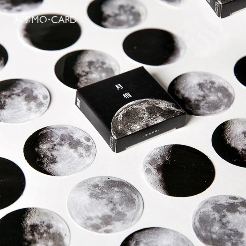 

45pcs per pack Creative Moon Series Mini Boxed Stickers Scrapbook Diary Sticker Notebook DIY Label Handaccount Decor