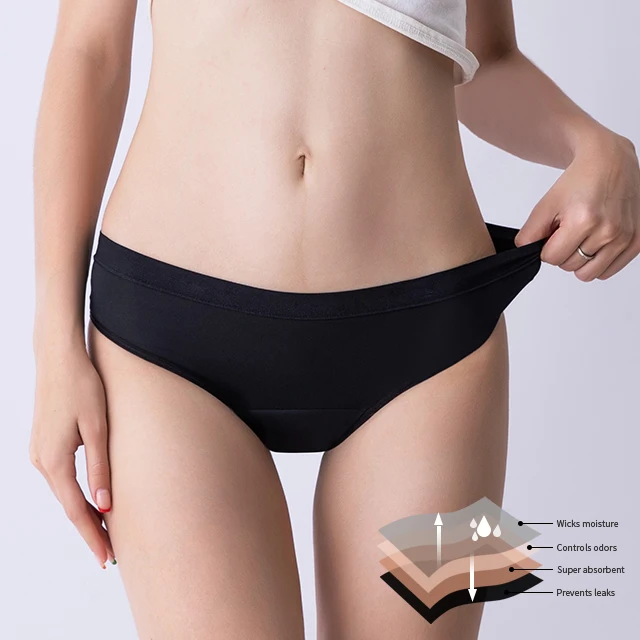 

Hot Sale Cotton 45 ml High Flow Sanitary Shorts Four Layers Menstrual Blood Absorption Knickers Reusable Period Panties, Black