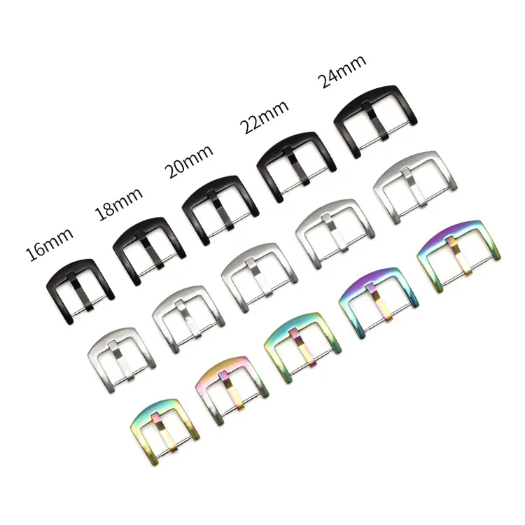 

12mm 14mm 16mm 18mm 20mm 22mm Metal Watch Buckle for Apple Watch Series 1 2 3 4 5 band Strap Stainless Steel Clasp Accessories, Silver/gold/black