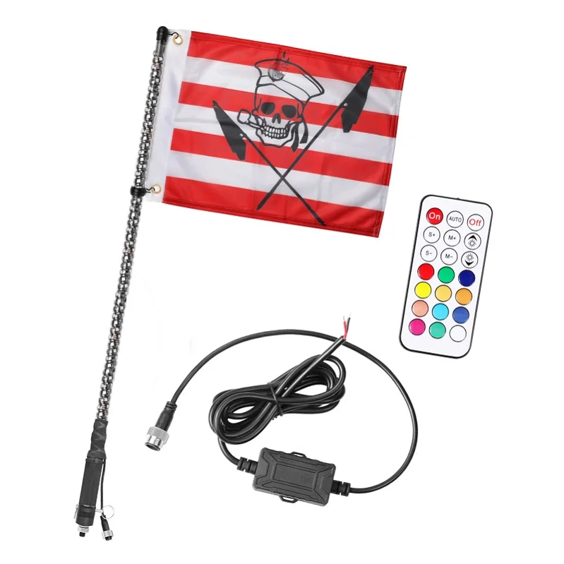 

Single Mount 3Ft 36 Inch W/Wireless Remote Flash Led Whip, Dancing chasing rgb colors
