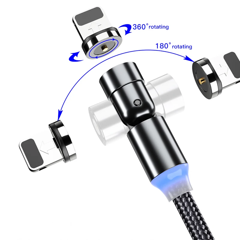 

2021 New Arrivals 540 Degree Magnetic Cable Type C Usb Charging 180 360 Rotate Magnetic Cable Magnet Usb Cable, Customized color