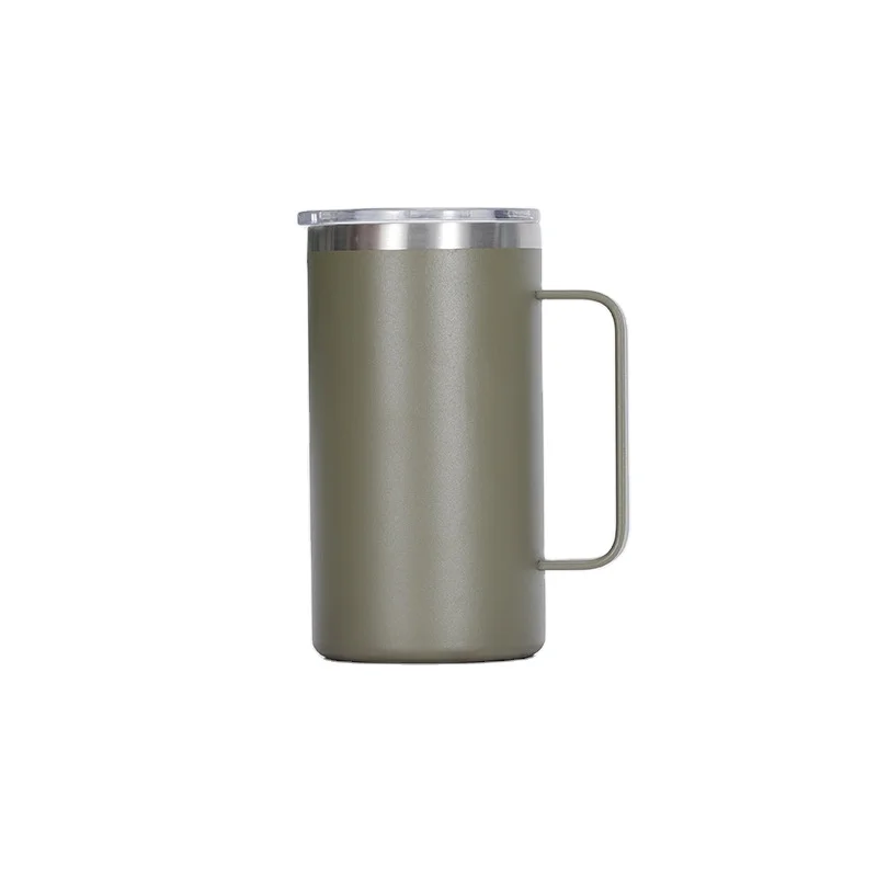 

24oz Customized Logo Straight Coffee Handle Cup Insulated Stainless Steel Mug With Lid