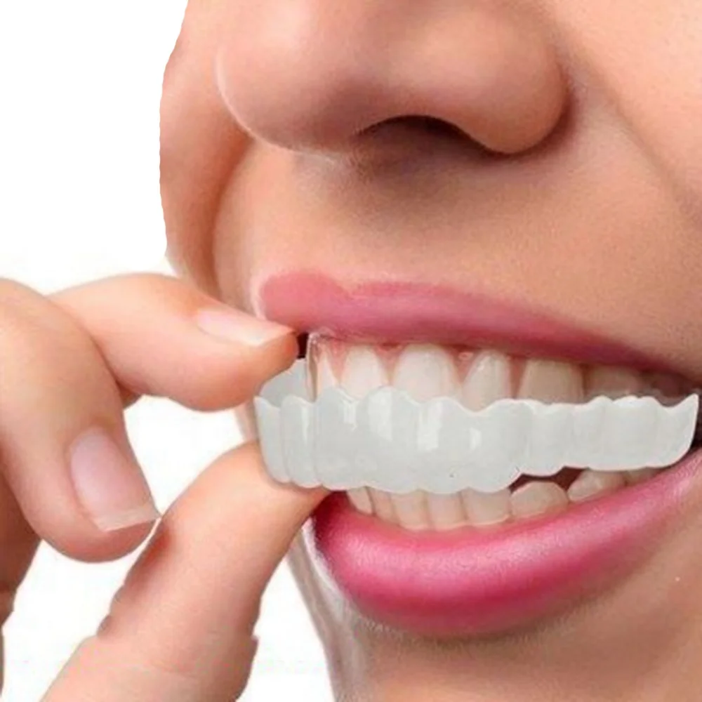 

Natural Cosmetic Tooth Cover On Silicone Perfect Smile Veneers Teeth Upper Beauty Tool Teeth For Men Women Comfortable, White