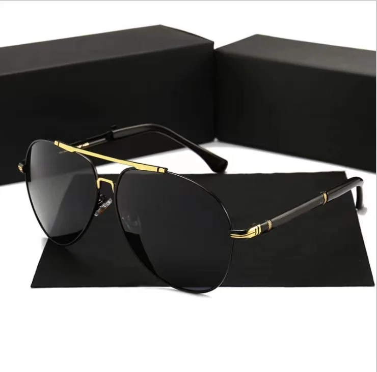 

2021 Fashion Polarized Sunglasses UV400 Men's Metal Driving OEM Sunglasses with Box, 4 colors