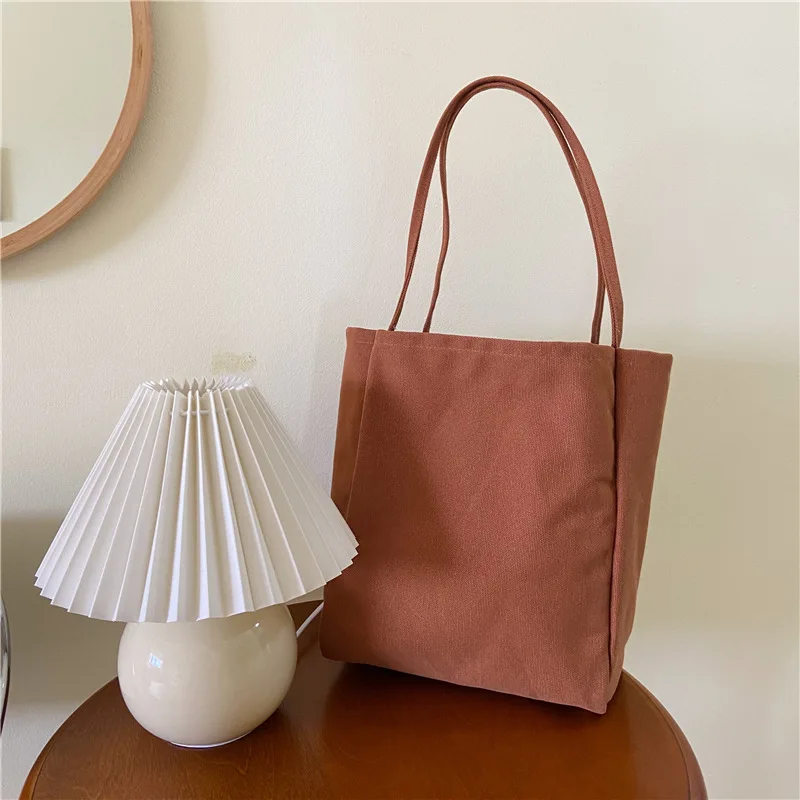 

New ins Korean style vintage custom canvas bag large capacity wholesale casual thick canvas bag lady shopping handbag, Customized color