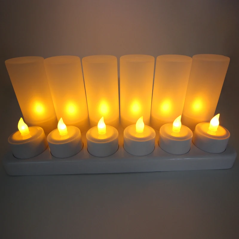 Rechargeable Base Led Candles Flickering Set 12pcs Tea Lights For Party Decoration