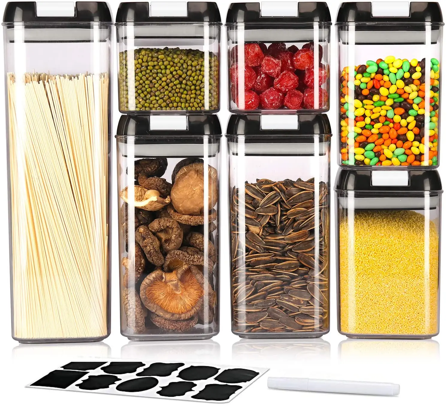 

Loonde Clear BPA Free 7-piece Set Air Tight Easy Open Lids Cereal Seal Pot Dry Food Storage Containers Storage Bottles & Jars 12