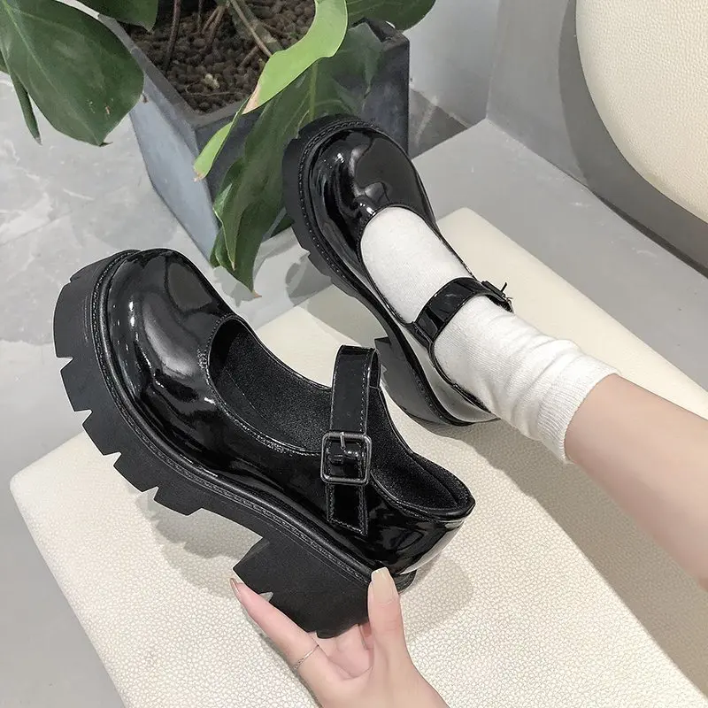 

Japanese Style Girls High Heels Waterproof College Student Cosplay Costume Platform Shoes women Lolita Shoes, Black,beige