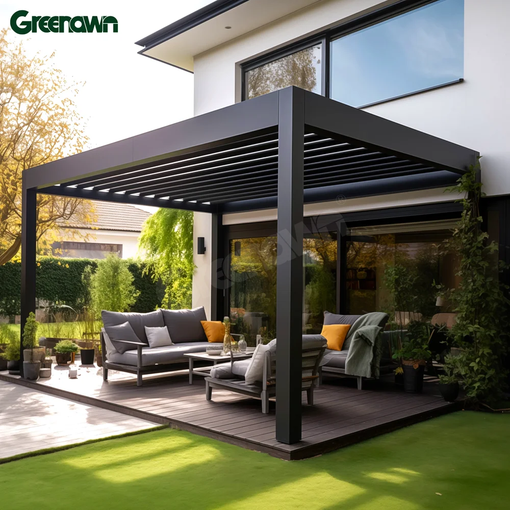 

Waterproof Gazebos Price Snow-Resistant Outdoor Awning Bioclimatic Aluminum Roof Pergola With Louvered Canopy
