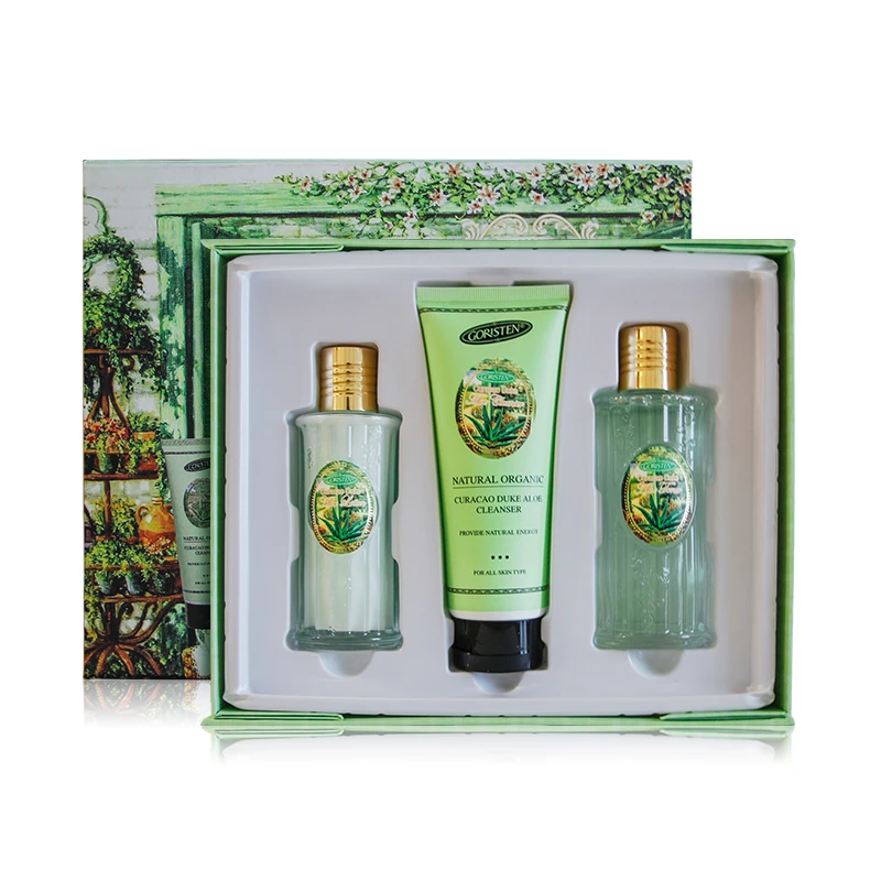 

Private label extract natural aloe anti-wrinkle skincare set product skin care set oem, Green