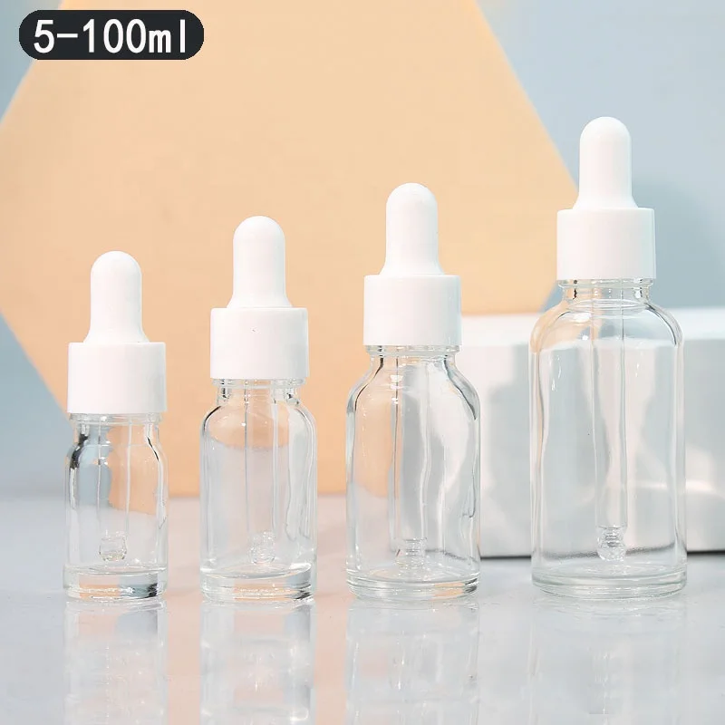 

5ml 10ml 15ml 20ml 30ml 50ml 100ml Clear glass dropper bottle essential oil elite fluid bottle with dropper pipette