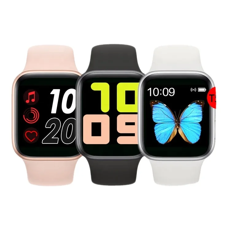 

Wholesale 2020 Touch Screen Bt Call T55 Smart Watch Pk T500 T600 T900 W26 With 2 Colors Bracelet Band Smartwatch T55, Black white pink