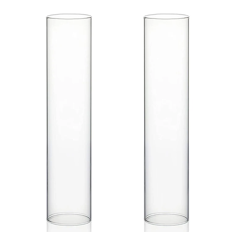 

Open Ended Glass Candle holder Tube Shade Multiple Size Open Flame Candle Chimney Tube Cover Bottomless Cylinder