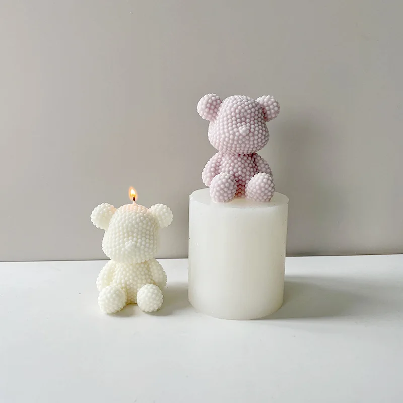 

New Candle Silicone Molds Bear Shape Handmade Resin Candle Silicone Mold Decoration Crystal Drop Resin Mold, White