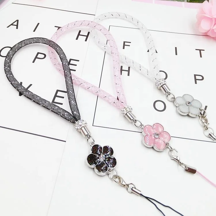 

Free Shipping Mobile Phone Straps Multi-function Hanging Neck Net Rope Short Lanyard Keys USB Cell Phone Crystal Lanyard