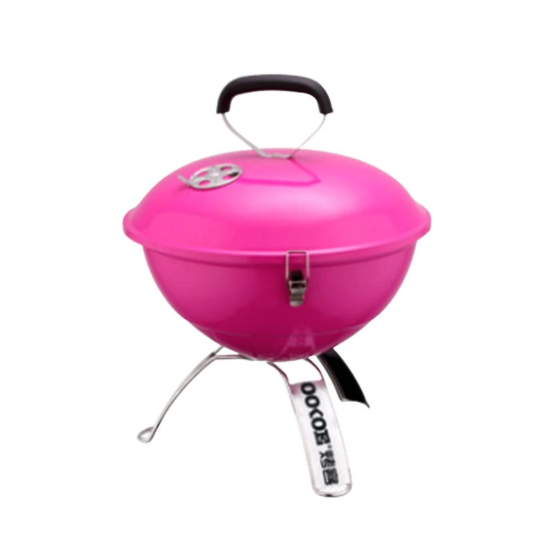 

Outdoor Small Portable Round Charcoal BBQ Grill Mini Camping BBQ Grill