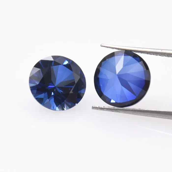 Premium Jewelry Gems 5A Round Brilliant  4mm 5mm to 12mm Synthetic Blue Sapphire Stone  Loose Gemstone