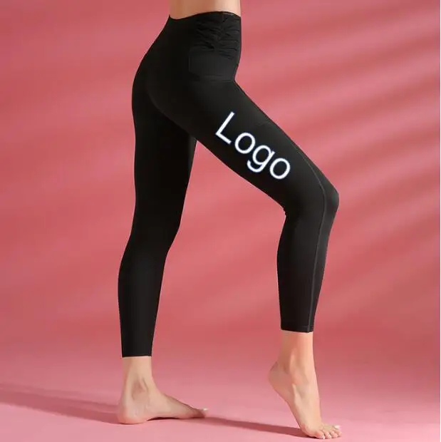 

Premium OEM Factories High Waisted Tights With Mesh Pleated Sports Tights Yoga Pockets Pants