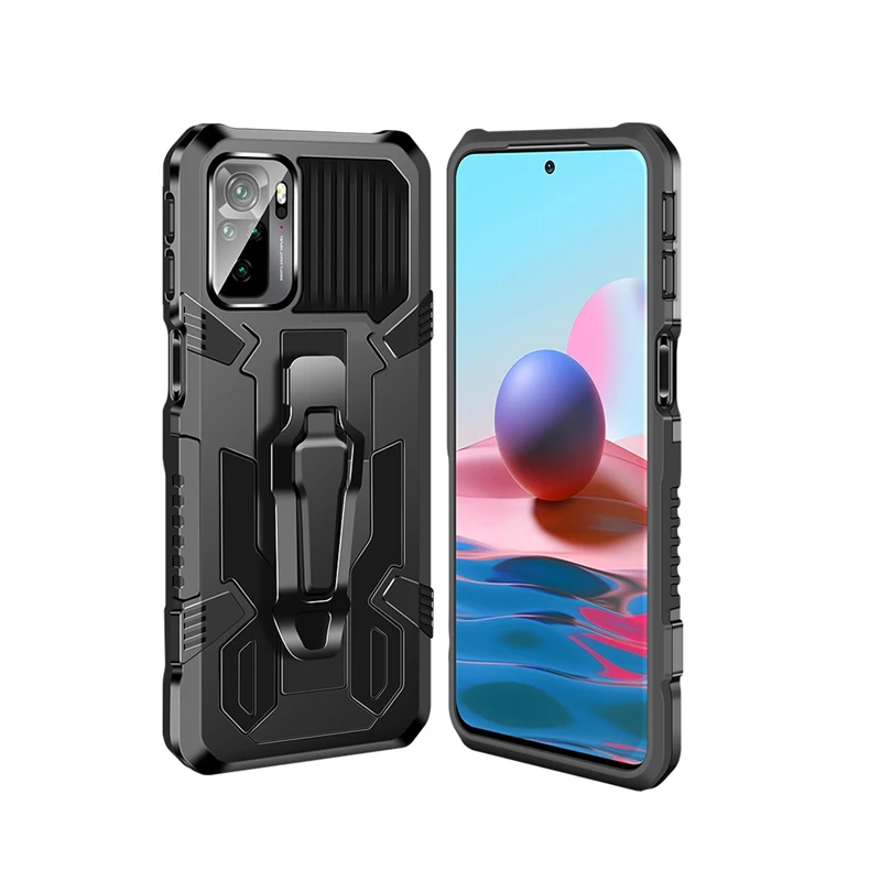 

2 in 1 Back Clip Kickstand Hybrid TPU PC Phone Case For Xiaomi Redmi Note 10 4G Note 10S POCO F3 X3 Pro