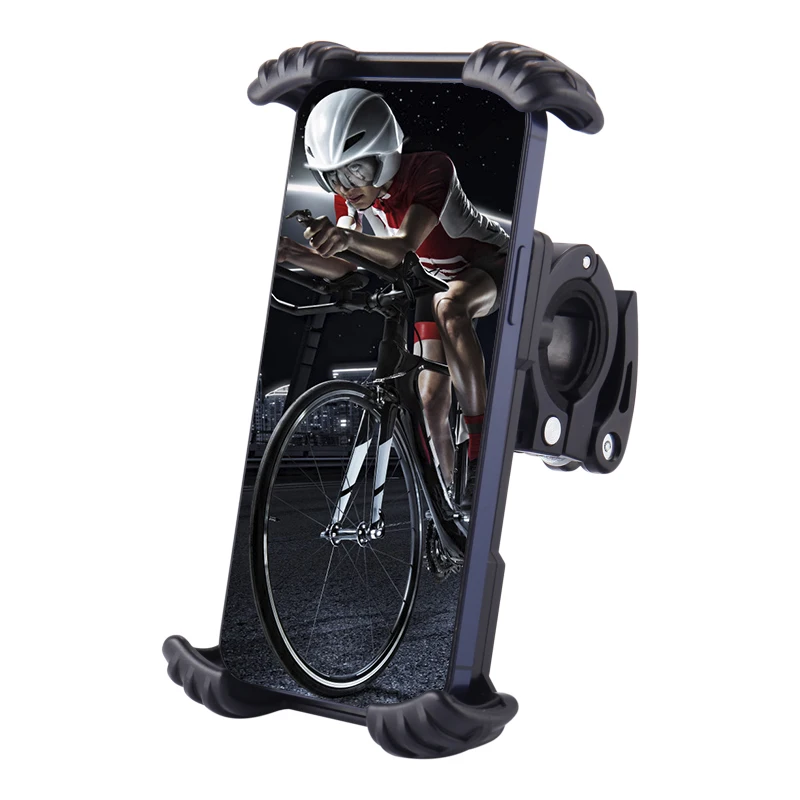 

360 Degree Adjustable GPS Bicycle Motorcycle Accessories Cell Smart Mount Stand Bike Mobile Phone Holder, Black